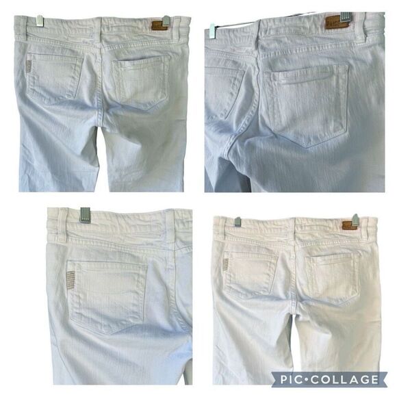 Paige White Skinny Straight Leg Jeans 5 Pocket Zip Fly Button Kylie Crop Size 29 - Picture 7 of 10